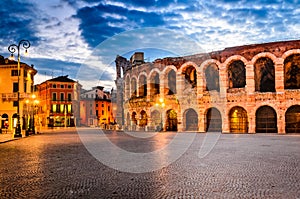 Piazza Bra and Arena, Verona amphitheatre in Italy