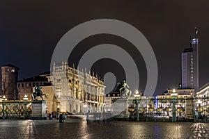 Piazza Castello At Night, Turin Italy