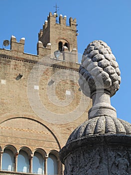 Piazza Cavour Square medieval architecture in Rimini, Italy