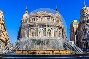 Piazza De Ferrari - the main square of Genoa, Italy