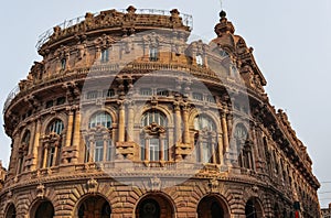 Piazza de Ferrari with Palazzo della Borsa in Genova, Italy photo