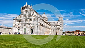 Piazza dei Miracoli complex with the leaning Tower of Pisa, Italy