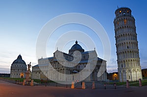 Piazza dei Miracoli at dusk, Pisa, Tuscany, Italy photo