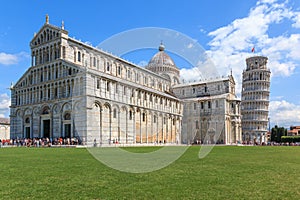 Piazza dei Miracoli with the leaning tower of Pisa and the Cathedral Santa Maria Assunta, Tuscany, Italy