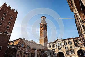 Piazza dei Signori and Lamberti Tower in Verona - Veneto Italy