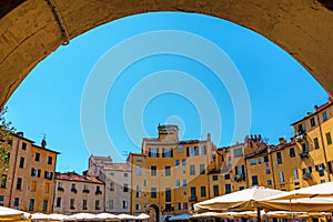 Piazza del Anfiteatro in Lucca, Tuscany, Italy