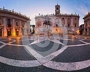 Piazza del Campidoglio and Emperor Marcus Aurelius Statue in the