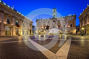 Piazza del Campidoglio and Emperor Marcus Aurelius Statue in the