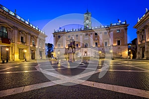 Piazza del Campidoglio and Emperor Marcus Aurelius Statue in the