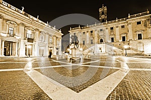 Piazza del Campidoglio at night in Rome