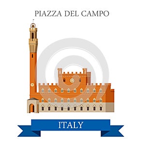 Piazza del Campo Venice Venezia Italy flat vector sight landmark