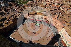Piazza del Campo view from Torre del Mangia. Siena. Tuscany. Italy
