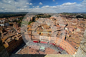 Piazza del Campo view from Torre del Mangia. Siena. Tuscany. Italy