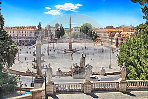 Piazza del Popolo People`s Square in Rome, Italy