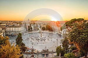 Piazza del Popolo at sunset