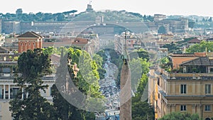 Piazza del Popolo and via Flaminia timelapse seen from Pincio terrace in Rome. Italy photo