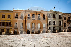Piazza dell` Indipendenza of Cagliari, Sardinia with colorful houses photo