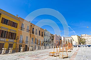 Piazza dell` Indipendenza, square in Cagliari old town, Sardinia, Italy