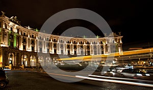 Piazza della Repubblica with night traffic, Rome, Italy