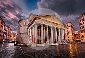 Piazza della Rotonda and Pantheon in the Morning photo