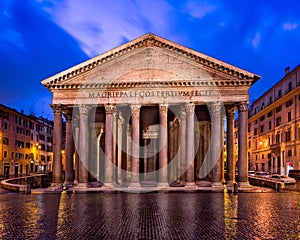 Piazza della Rotonda and Pantheon in the Morning, Rome, Italy