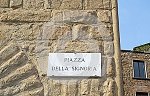 Piazza della Signoria marble sign