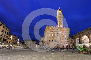 Piazza della Signoria at night, Florence, Italy