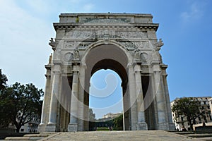 Piazza della Vittoria - Victory square in Genoa with the arc of triumph, Liguria, Italy photo