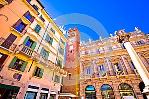 Piazza delle Erbe in Verona street and architecture view