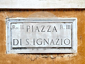 Piazza di Saint Ignazio Rome marble sign photo