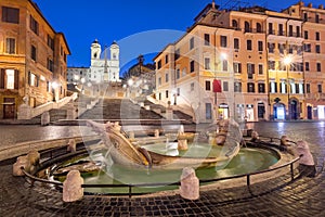 Piazza di Spagna at night, Rome, Italy.