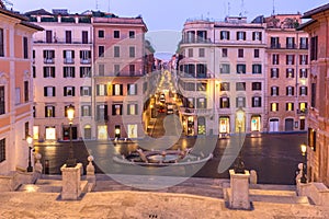 Piazza di Spagna at night, Rome, Italy.