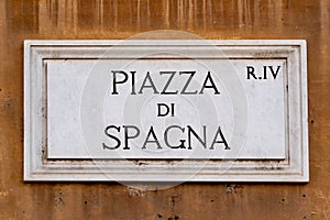 Piazza di spagna rome street sign