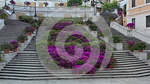 Piazza di Spagna in Rome, the TrinitÃ  dei Monti staircase with flowers.