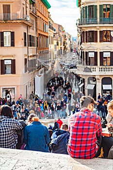 Piazza di Spagna, Spain square at the bottom of the Spanish Steps, is one of the most famous squares in Rome always full of