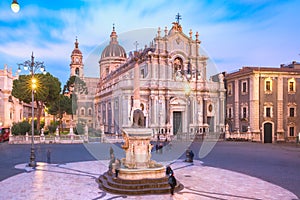 Catania Cathedral at night, Sicily, Italy photo