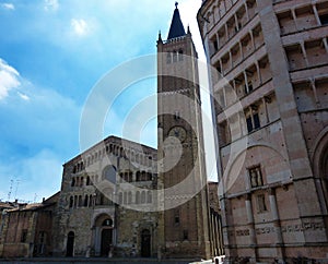 Piazza Duomo, Cathedral and Baptistery, Parma, Italy