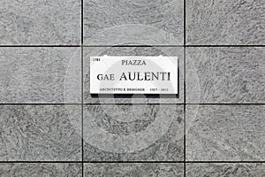 Piazza Gae Aulenti sign in Milan, Italy photo