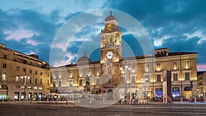 Piazza Garibaldi in the evening, Parma, Italy