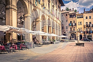 Piazza Grande in Arezzo city, Italy