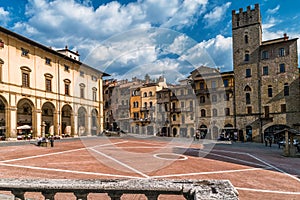 Piazza Grande in the center of Arezzo, Tuscany, Italy