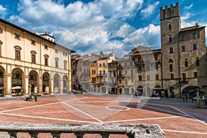 Piazza Grande in the center of Arezzo, Tuscany, Italy photo