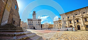 Piazza Grande and Palazzo Comunale in Montepulciano. Tuscany, It