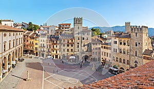 Piazza Grande square in Arezzo, Italy