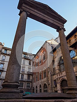 Piazza Mercanti, medieval square in Milan photo