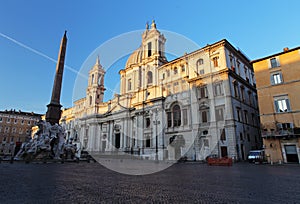 Piazza Navona at dusk. Rome, Italy.