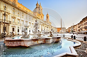 Piazza Navona, Fontana del Moro, Rome, Italy.