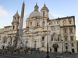 Piazza Navona - Fountain of Four Rivers and Sant`Agnese in Agone