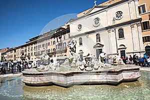 The Piazza Navona with its Fountains by Bernini and Della Porta in Rome Italy