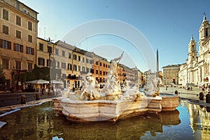 Piazza Navona in morning time, Rome. Italy